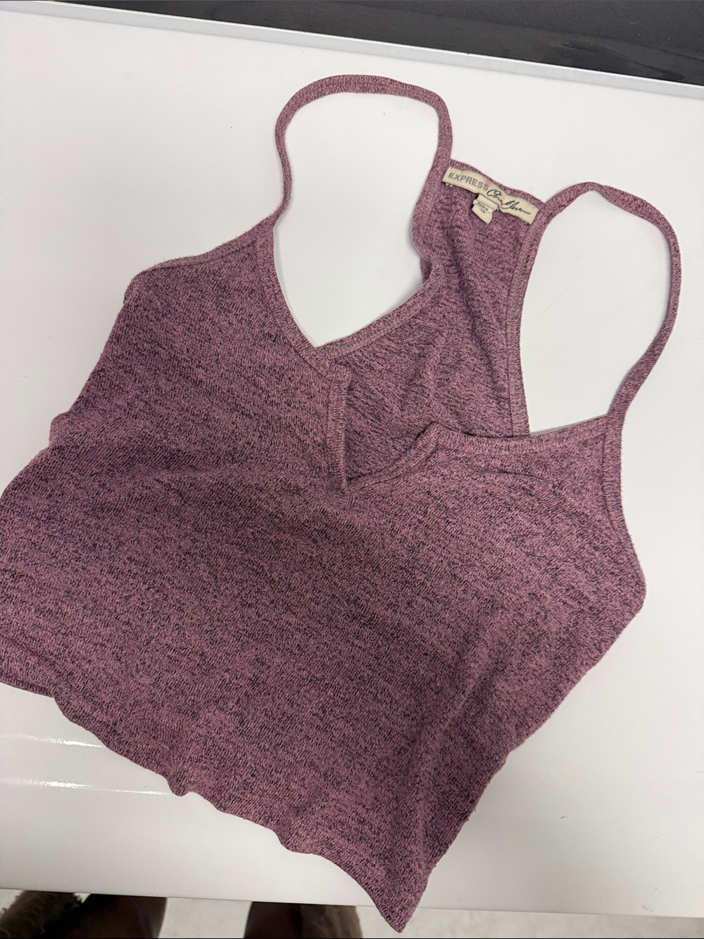 Express Mauve Heathered Racerback Cropped Tank Size XS - Cute Spaghetti Tank